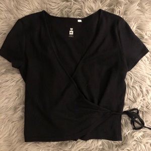 Pacsun Black Surplice Crop Top